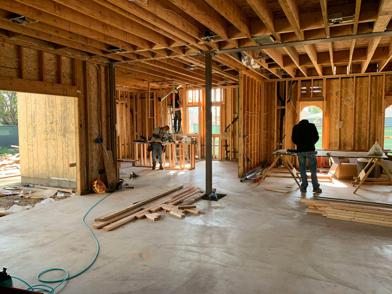 Wood framing construction interior