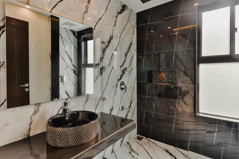 Bathroom vanity installation detail